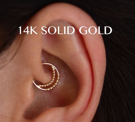 Tragus Piercing Gold Cartilage Hoop K Helix Earring Daith Etsy