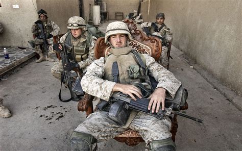Marines taking a break during the second battle of Fallujah, 2004