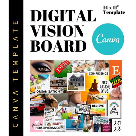 2023 Digital Vision Board Template Canva Kit Goal Setting Etsy Canada