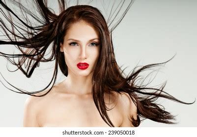 Beautiful Woman Magnificent Hair Flying Hair Stock Photo