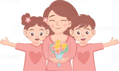 Son And Daughter Celebrate Mothers Day 34378259 Png