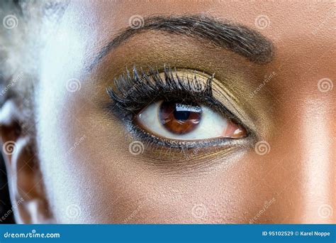 Macro Close Up Of African Eye With Make Up Stock Image Image Of