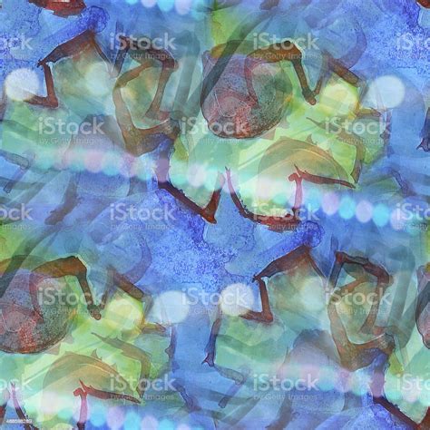 Colorful Pattern Blue Green Water Texture Paint Abstract Seamle Stock