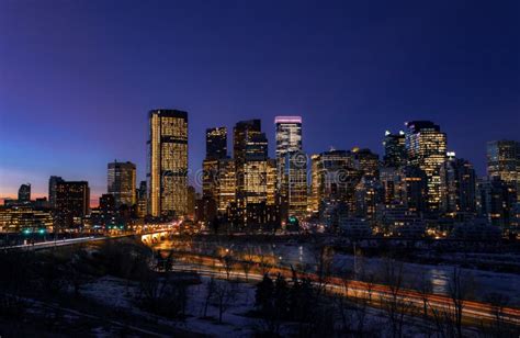 City Of Calgary Glowing At Dawn Stock Photo Image Of City Calgary