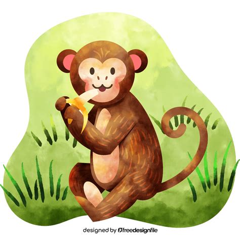 Monkey Eating Banana Vector Free Download