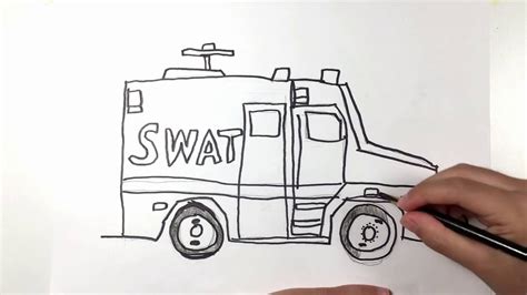 Kid Drawing A Swat Truck Learn To Draw A Swat Truck Youtube