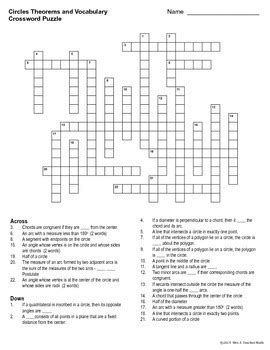 This page word/pdf version answer key. Circles Vocabulary Crossword Puzzle by Mrs E Teaches Math ...
