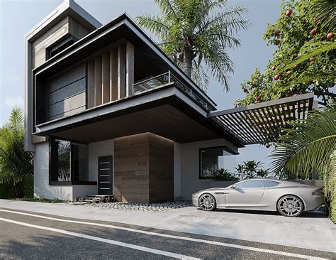 Exterior Design Modern Villa On Behance In 2021 Exterior Design