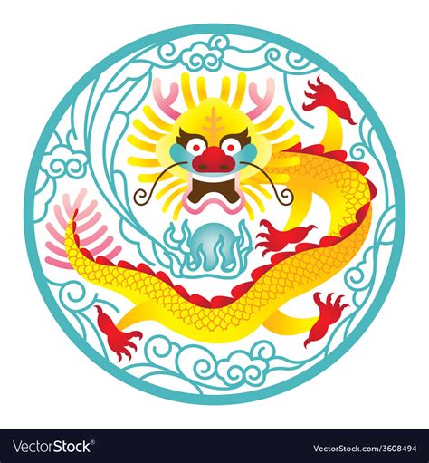 Chinese Dragon In Circle Royalty Free Vector Image