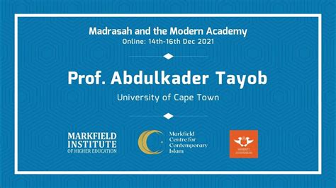 Prof Abdulkader Tayob University Of Cape Town Sa Madrasah And The