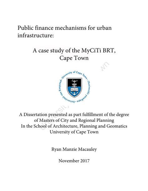 A Case Study Of The Myciti Brt Cape Town Docslib