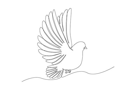 Kontinuierliche Einzeilige Zeichnung Fliegende Taube Konzept Des