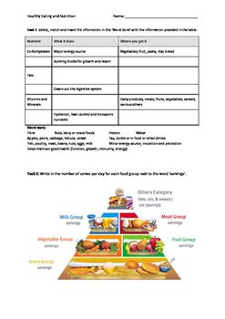 Dental health' printable worksheet in the classroom or at home. Healthy Eating and Nutrition Worksheet by Ashley Weier | TpT