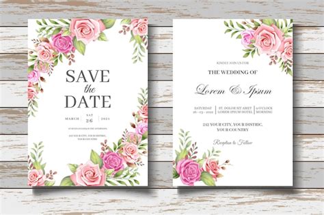 Premium Vector Elegant Floral Wedding Invitation Card