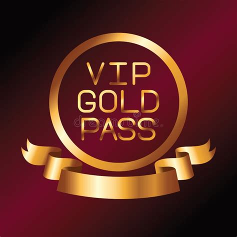 Vip Gold Pass Font With Ribbon Stock Vector Illustration Of Element