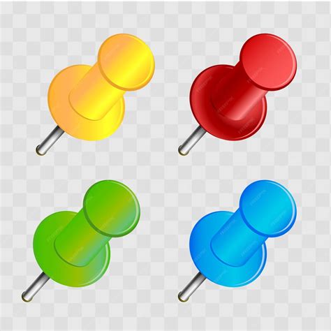 Premium Vector Set Of Push Pins In Different Colours Vector