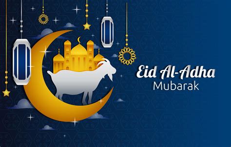 Gold And Blue Eid Al Adha Mubarak Background 2623080 Vector Art At Vecteezy