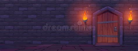 Castle Dungeon Wall Cartoon Background For Game Stock Vector