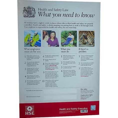 The health and safety executive (hse) is a uk government agency responsible for the encouragement, regulation and enforcement of workplace health, safety and welfare, and for research into occupational risks in great britain. A2 Health and Safety Law Poster - The Training Fox