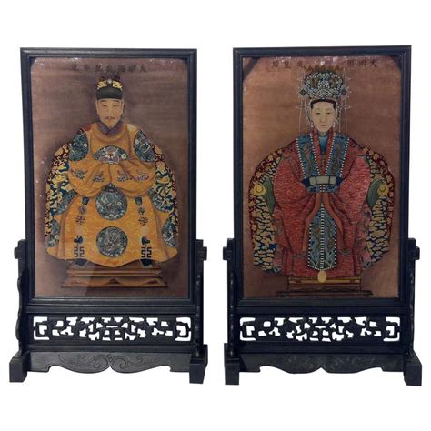 Pair Of Chinese Ancestral Portraits At 1stdibs Chinese Ancestral