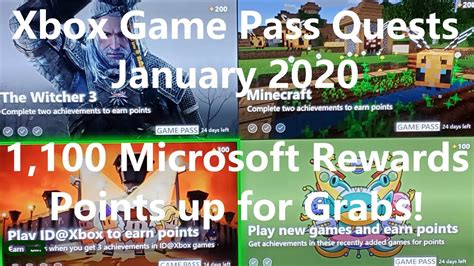 Xbox Game Pass Quests For January 2020 1100 Microsoft Rewards Points