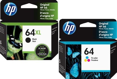 Hp 64xl Black And 64 Std Tricolor Color Ink Cartridge Combination