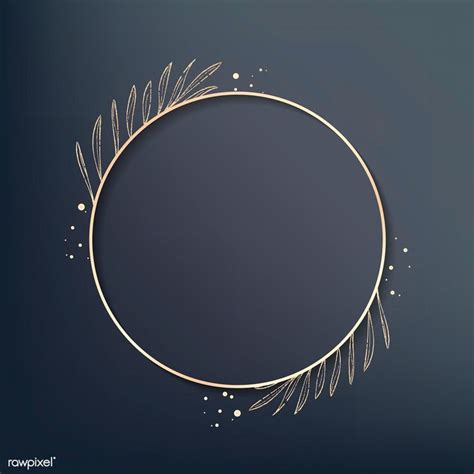 A Gold Circle Frame With Some Leaves On It