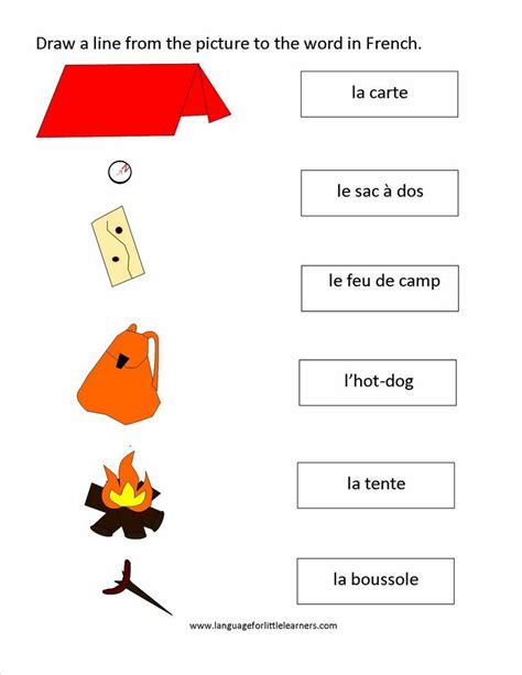 french worksheets matching french worksheets kindergarten