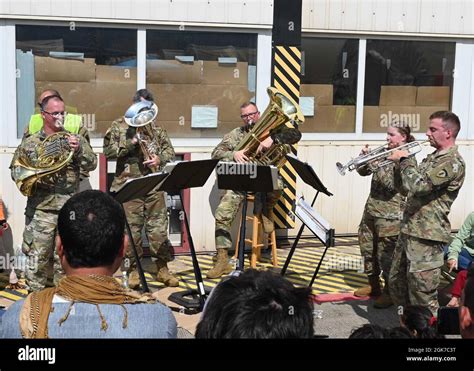 The U S Army Europe And Africa Band And Chorus Plays Songs For Evacuees During Operation Allies