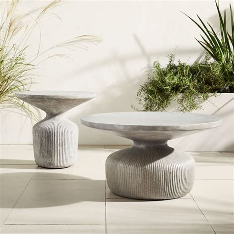 Tambor Concrete Outdoor Drum Coffee Table & Side Table Set | West Elm