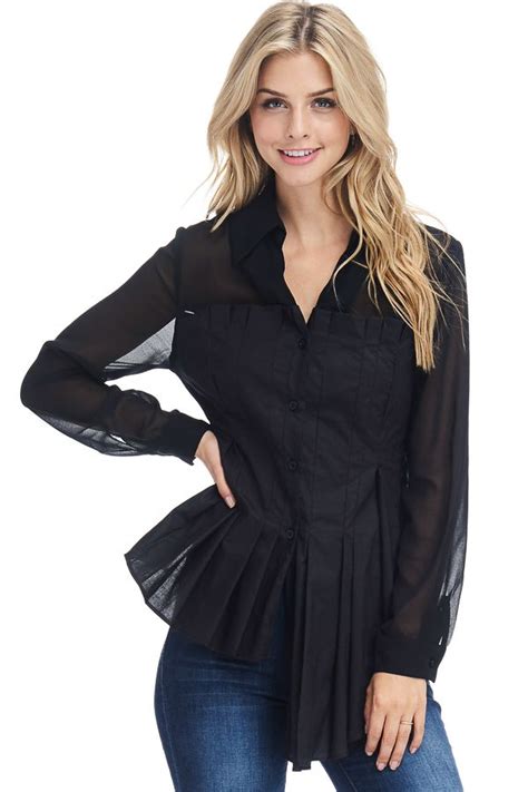 Jjt0470 A Dressy Blouse With A Solid Color Ridged Fabric And An