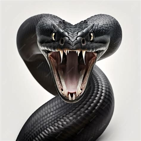 Cobra Negra Enojada Serpiente Venenosa Antes Del Primer Ataque Aislado