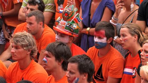 groningen holland july 11 dutch soccer fans supporting their team during the final of the
