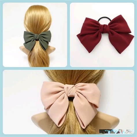 Simple Chiffon Bow Ponytail Holder Basic Style Hair Bow Tie Etsy