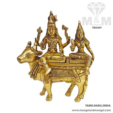 Mandm Brass Shiva Idol Hindu God Shiva Parvati Idol Sitting On Nandi