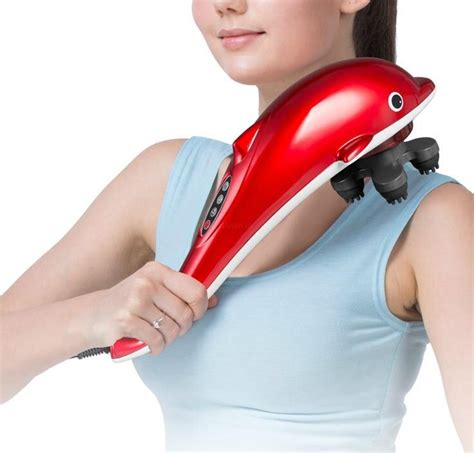 electric dolphin handheld massager vibration infrared neck back feet massage hammer roller relax