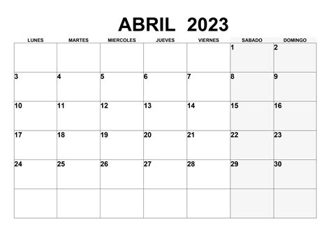 Plantilla Para Calendario 2023 Abril En Imagesee
