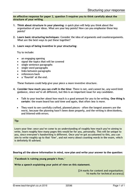 Igcse esl exercise 5 cousin visiting is a good example to gain a high mark in this part of the exam. aqa gcse paper 2 - search results - Teachit English