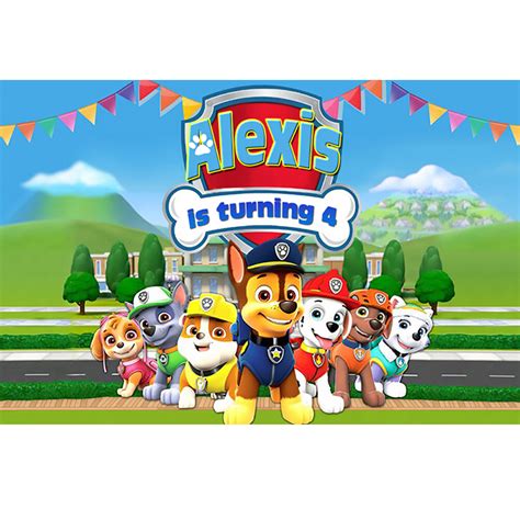 Paw Patrol Chase Personalised Birthday Party Supplies Banner Backdrop