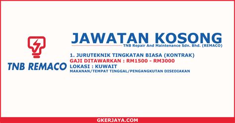 Jawatan kosong Juruteknik TNB-REMACO - 50 kekosongan jawatan
