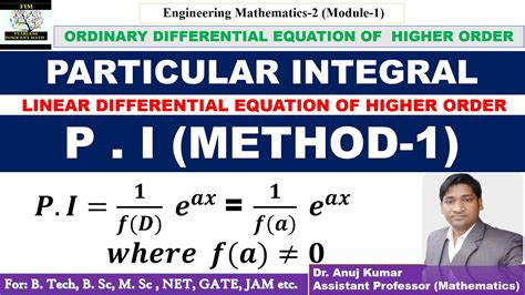 Particular Integral Method 1linear Differential Equation Of Higher