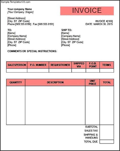 Free Printable Tax Invoice Template Word Doc Layouts For Tax Invoice Template Word Doc