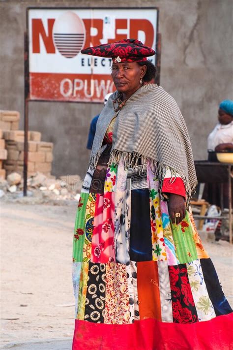 Opuwo Namibia Jul 06 2019 Herero Woman In Traditional Clothes In