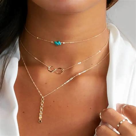 Turquoises Multi Layered Necklaces Layer Necklaces Dainty Choker