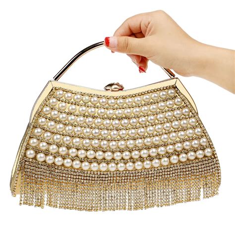 Womens Pearl Beaded Evening Bags Factory Selling Tassel Clutch Bags