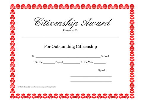 Free Printable Citizenship Award Certificates Printable Templates