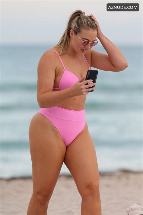 Iskra Lawrence Sexy Curves At The Beach In A Pink Bikini