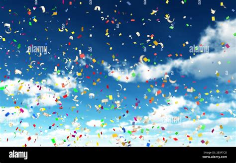 Colorful Confetti In Sky Stock Photo Alamy