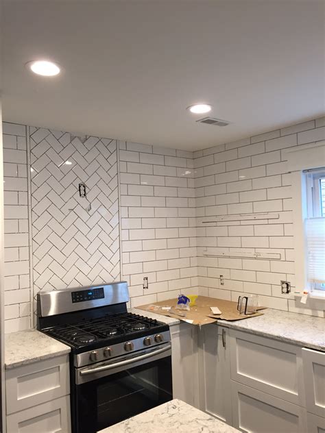 Subway Backsplash With Herringbone Accent Financingbydesign