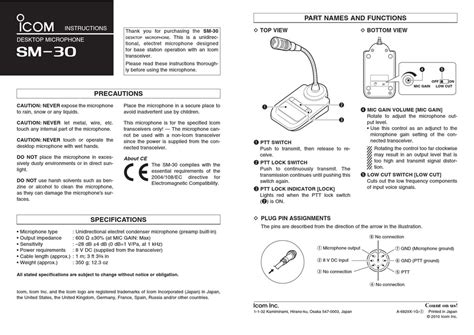Icom Sm 30 Instructions Pdf Download Manualslib
